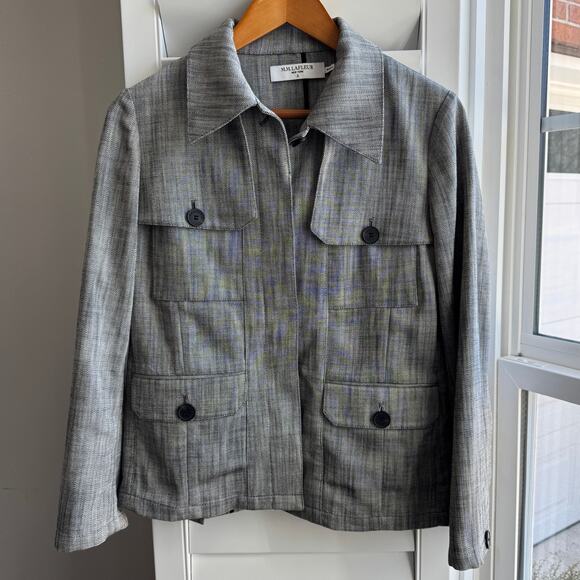 M.M. LAFLEUR Blazer Womens 6 Black White Emery Safari Porto Weave - Picture 8 of 13